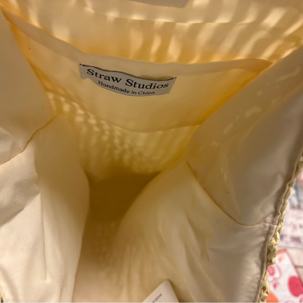Straw Studios Soft Pale Yellow Crochet Tote - Picture 5 of 8